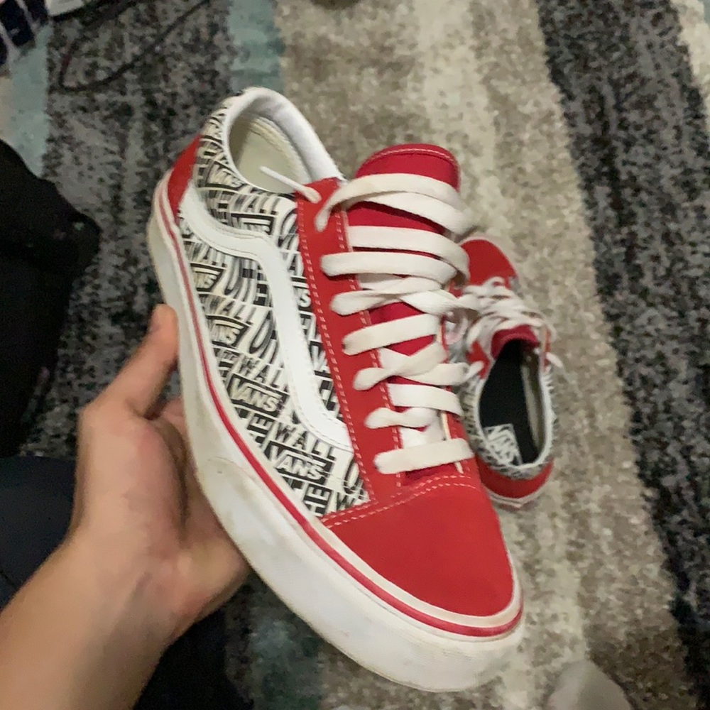 Red and white vans